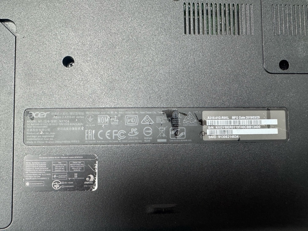 Ноутбук Acer; Ryzen 5 3500U, Radeon 530, 6 Гб, Нет, 1 Tb