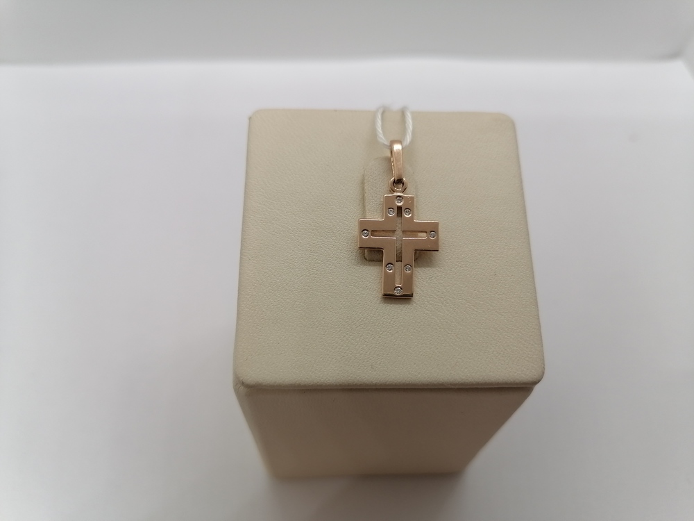 ПОДККИ585 ПОДВЕСКА КРЕСТ С КАМНЯМИ (Au 585)