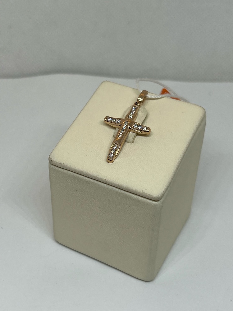 ПОДККИ585 ПОДВЕСКА КРЕСТ С КАМНЯМИ (Au 585)