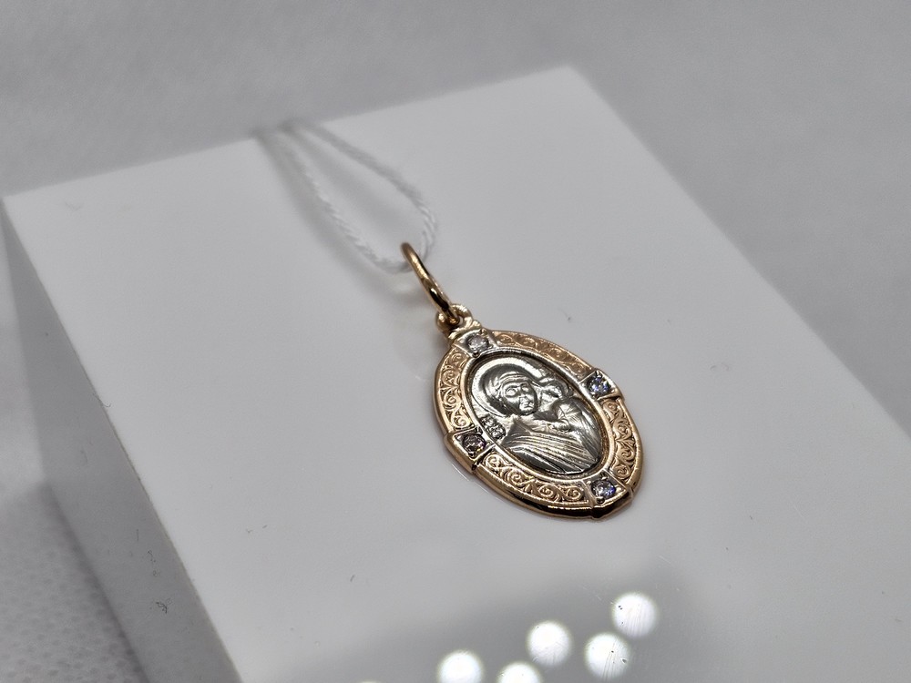 ПОДИКИ585 ПОДВЕСКА ИКОНА С КАМНЯМИ (Au 585)