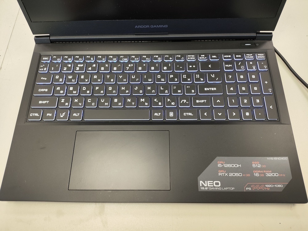 Ноутбук ARDOR Gaming H15-I5ND400; Core i5-11260H, GeForce RTX 2050, 16 Гб, 480 Гб, Нет