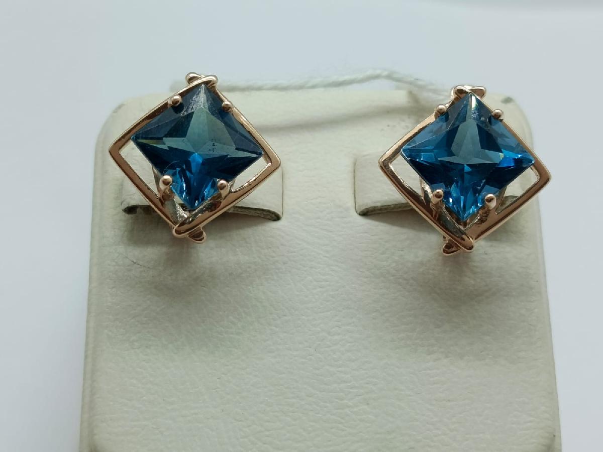 СКМ585 СЕРЬГИ С КАМНЕМ (Au 585)