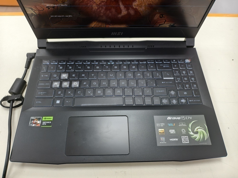 Ноутбук MSI Bravo 15 C7V; Ryzen 7 7735HS, GeForce RTX 4050, 16 Гб, 512 GB, Нет