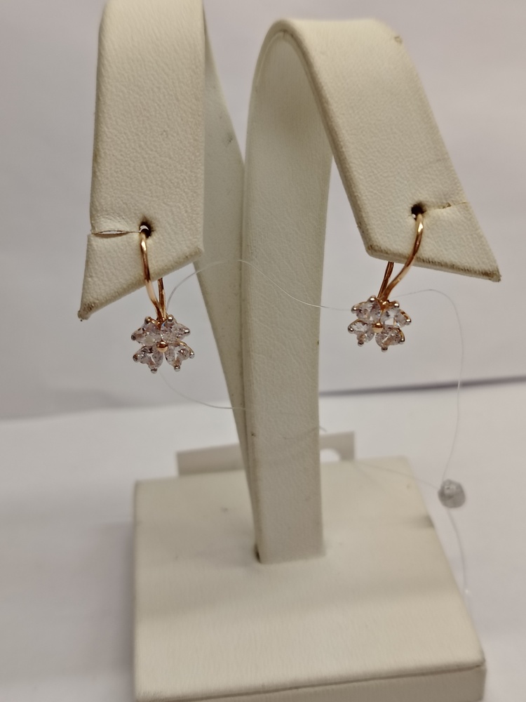 СЕРЬГИ ПЕТЕЛЬКА с камнями (Au 585)