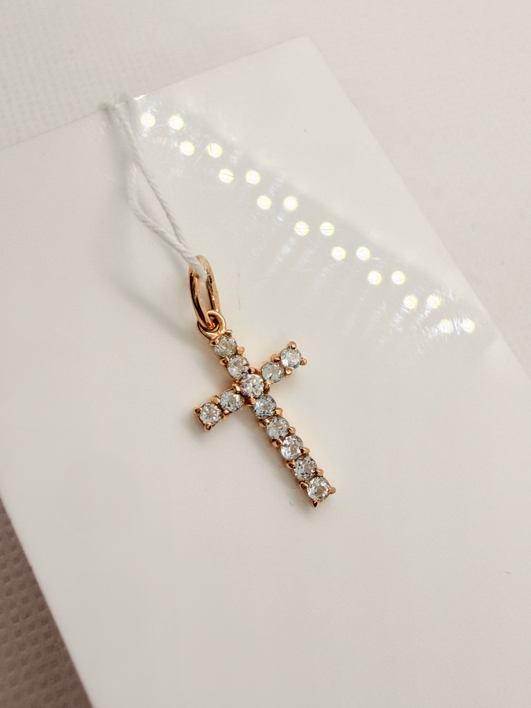 ПОДККИ585 ПОДВЕСКА КРЕСТ С КАМНЯМИ (Au 585)