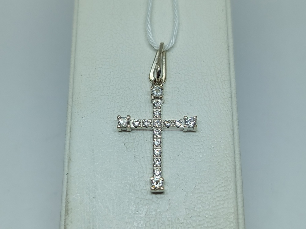 ПОДККИ585 ПОДВЕСКА КРЕСТ С КАМНЯМИ (Au 585)