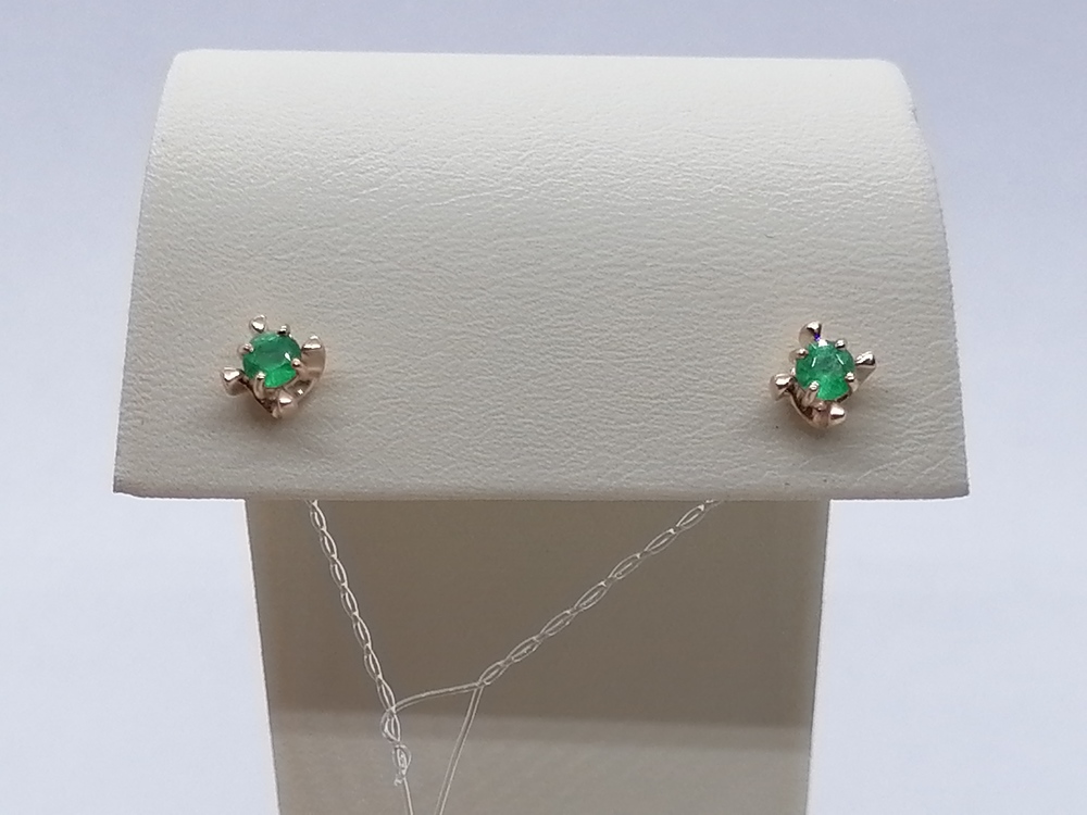 СЕРЬГИ ПУСЕТЫ изумруд (Au 585)