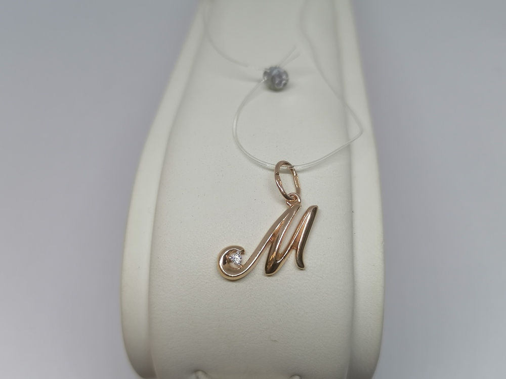 ПОДВЕСКА БУКВА М с камнем (Au 585)