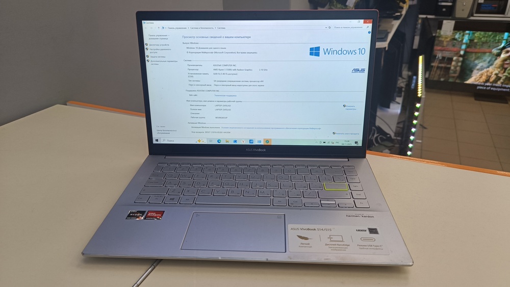 Ноутбук ASUS; Ryzen 5-5500U, HD Graphics, 8 Гб, 512 GB, Нет