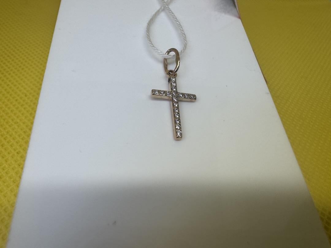 ПОДККИ585 ПОДВЕСКА КРЕСТ С КАМНЯМИ (Au 585)