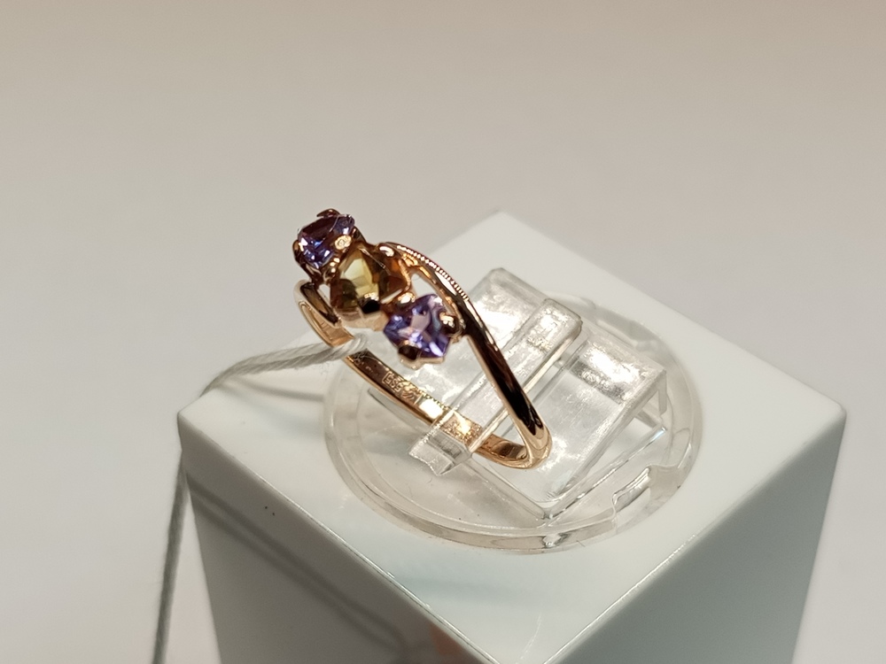 КОЛЬЦО С КАМНЯМИ (Au 585)