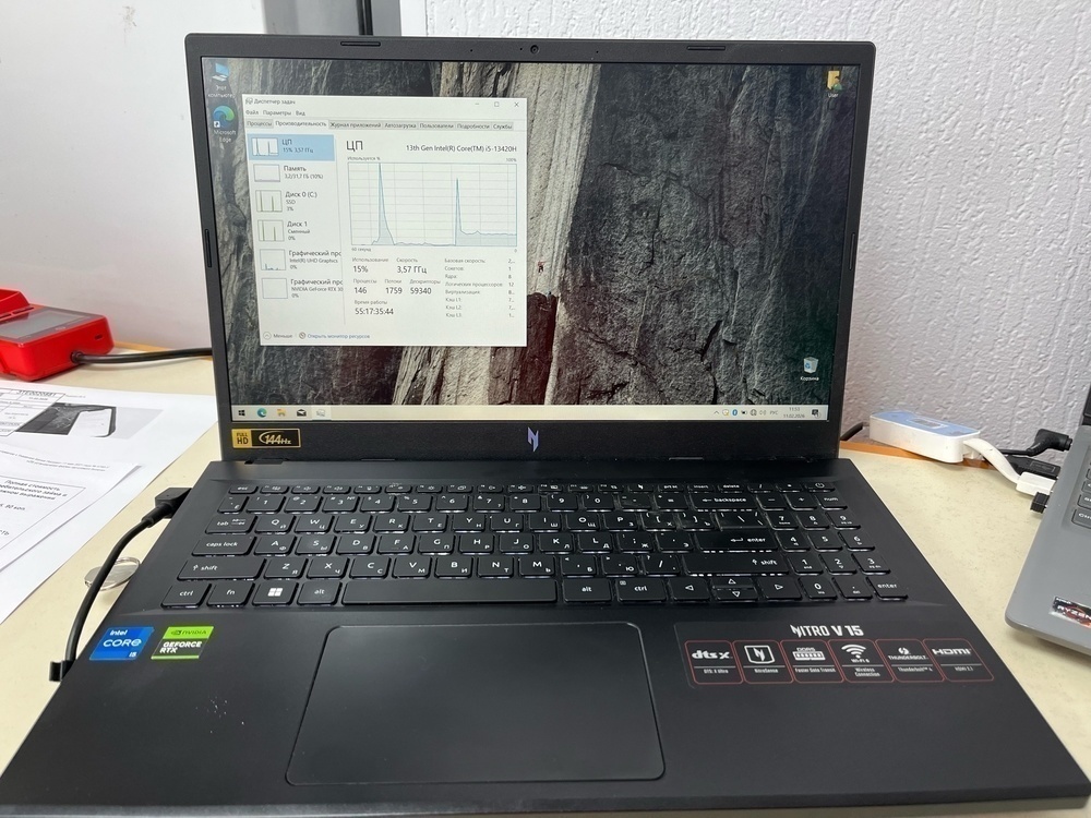 Ноутбук Acer Nitro V15; I5-13420H, GeForce RTX 3050, 32 Гб, 1 Tb, Нет