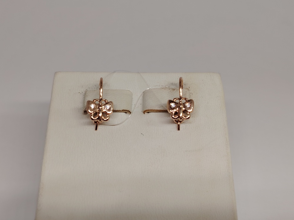 СЕРЬГИ ПЕТЕЛЬКА с камнями (Au 585)