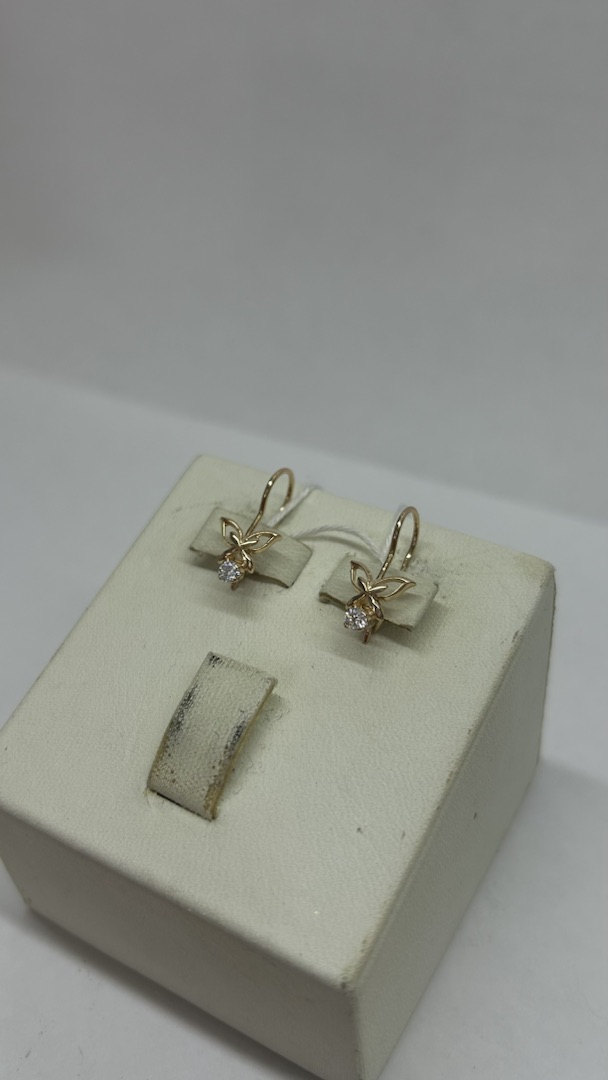 СКМ585 СЕРЬГИ С КАМНЕМ (Au 585)