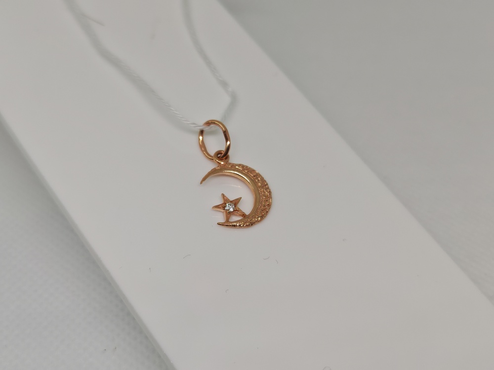 ПОДВЕСКА ПОЛУМЕСЯЦ С КАМНЕМ (Au 585)