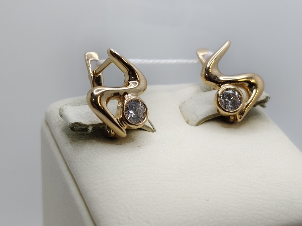 СКМ585 СЕРЬГИ С КАМНЕМ (Au 585)