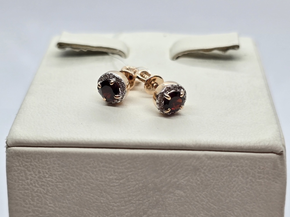 СЕРЬГИ ПУСЕТЫ гранат (Au 585)