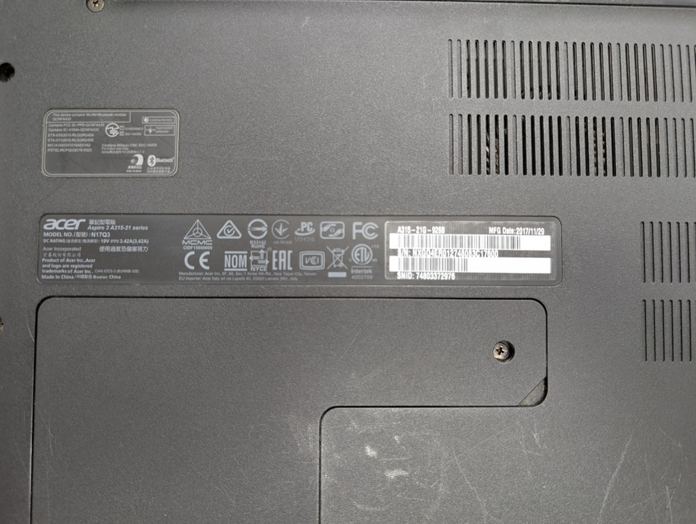 Ноутбук Acer; A9-9420, Radeon R5 M435, 6 Гб, Нет, 1 Tb