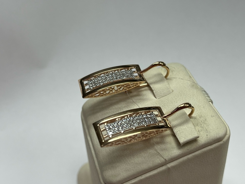 СЕРЬГИ ПЕТЕЛЬКА с камнями (Au 585)