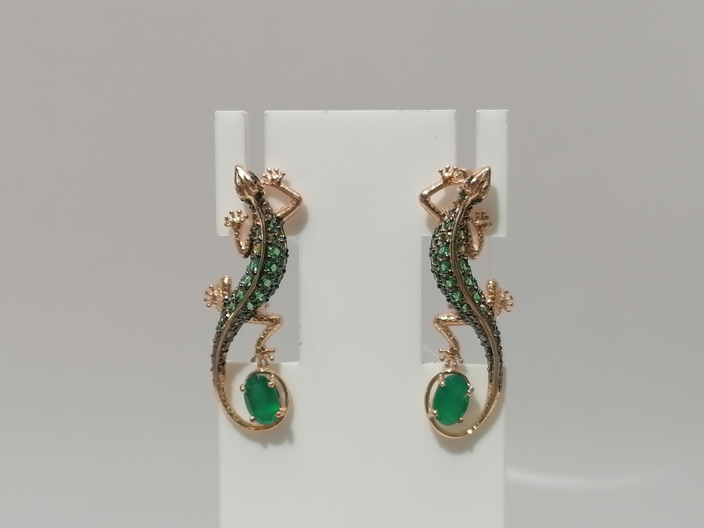 СЕРЬГИ АГАТ с камнями (Au 585)