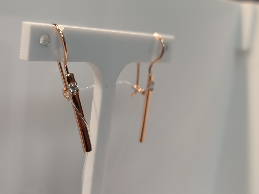 СЕРЬГИ ПЕТЕЛЬКА с камнем (Au 585)