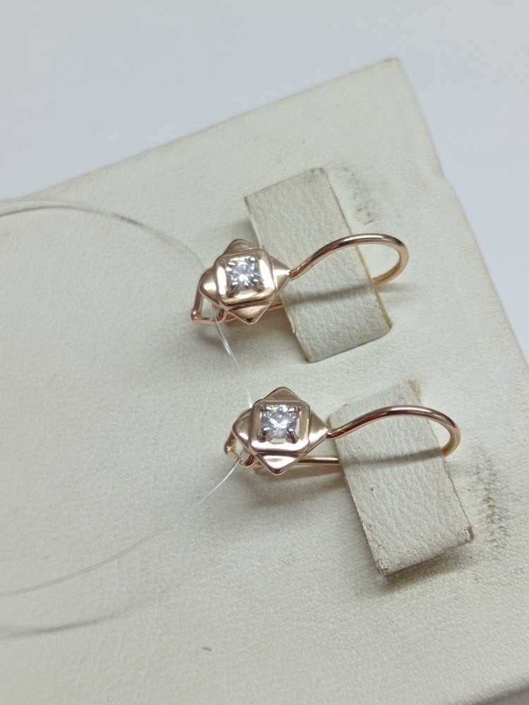 СЕРЬГИ ПЕТЕЛЬКА с камнем (Au 585)