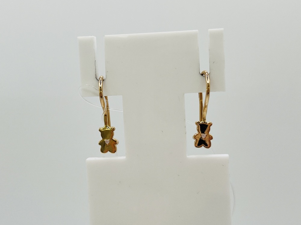 СЕРЬГИ ПЕТЕЛЬКА с камнем (Au 585)