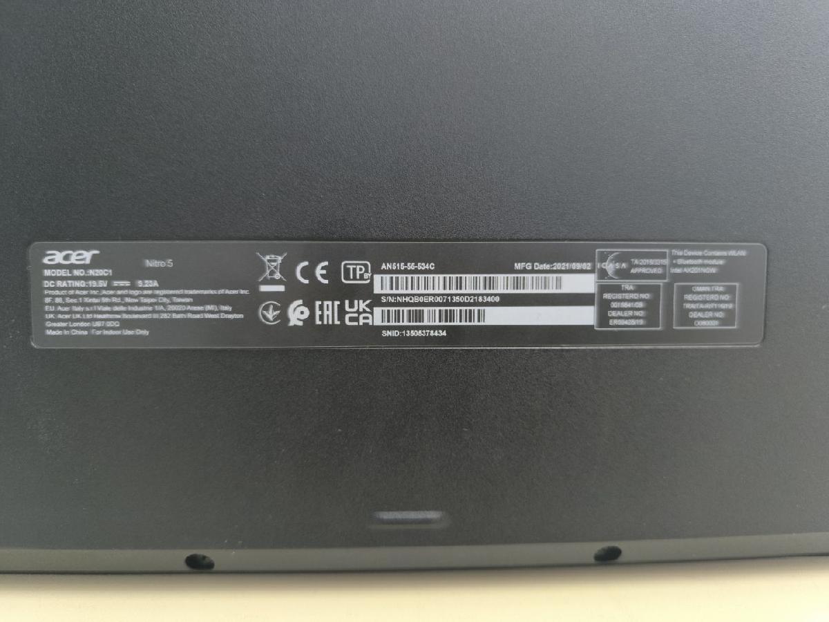 Ноутбук Acer; Core i5-10300H, GeForce RTX 3050, 16 Гб, 500 Гб, Нет