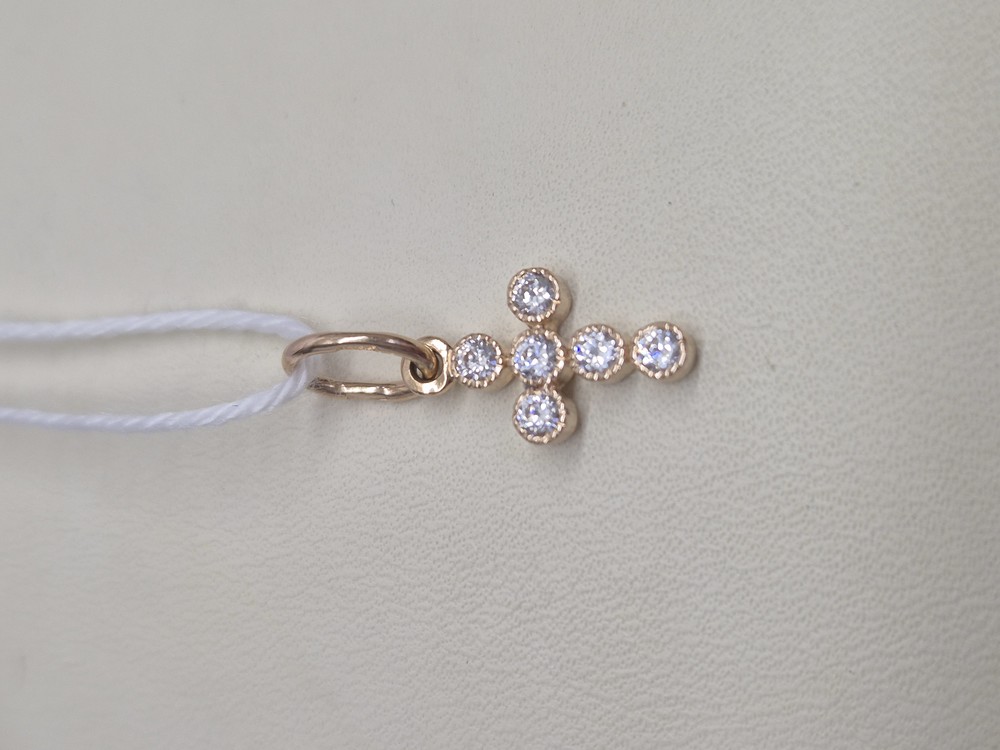 ПОДККИ585 ПОДВЕСКА КРЕСТ С КАМНЯМИ (Au 585)