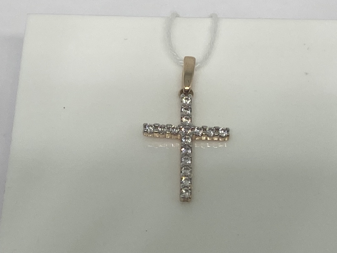 ПОДВЕСКА КРЕСТ С КАМНЯМИ (Au 585)