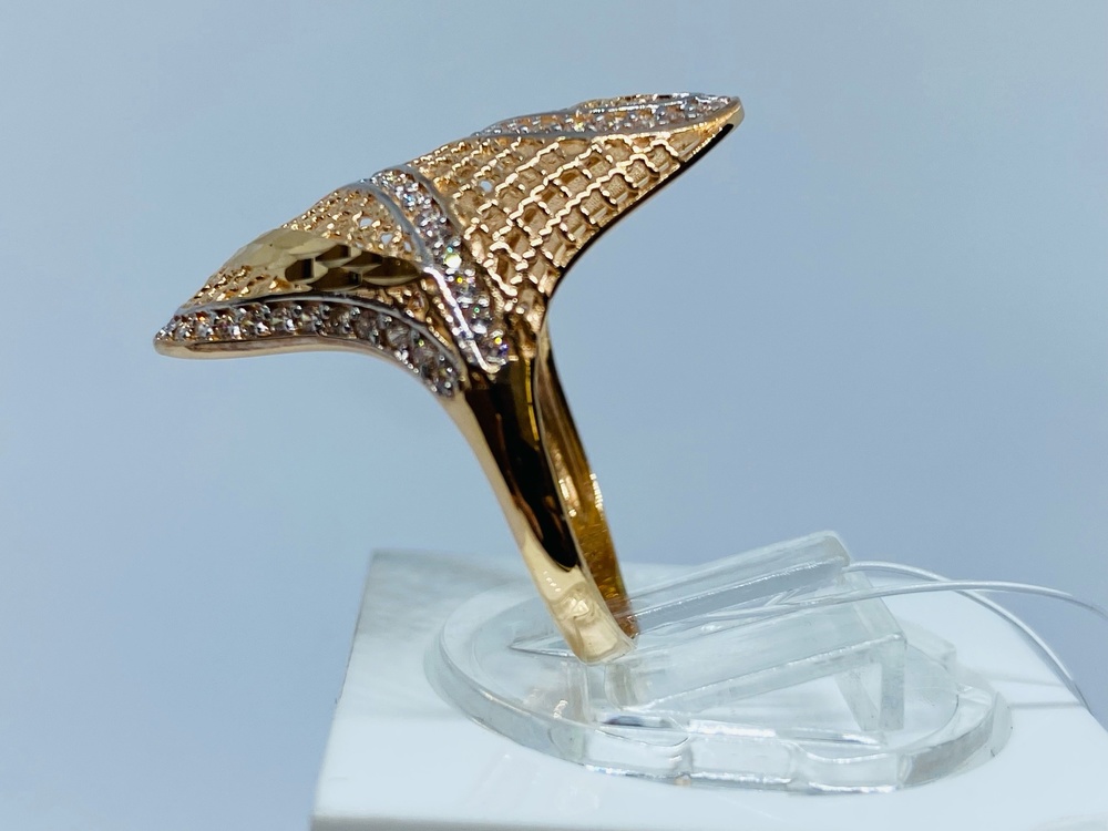 К-232_au КОЛЬЦО С КАМНЯМИ (Au 585)