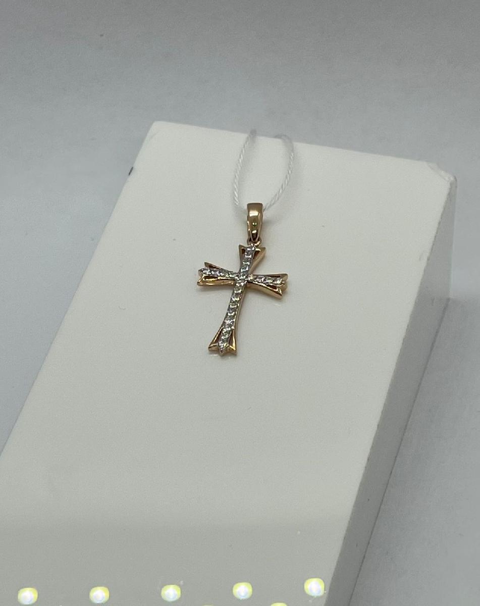 ПОДВЕСКА КРЕСТ С КАМНЯМИ (Au 585)