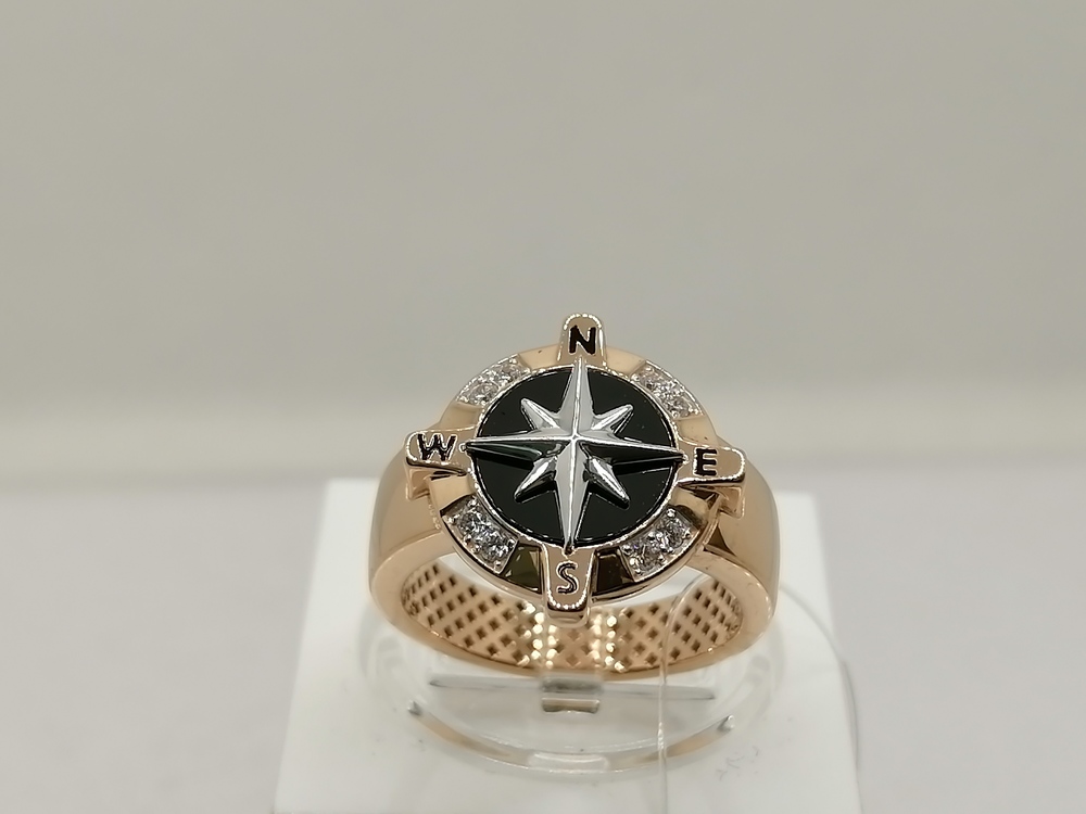 040013 КОЛЬЦО ПЕЧАТКА с камнями (Au 585)