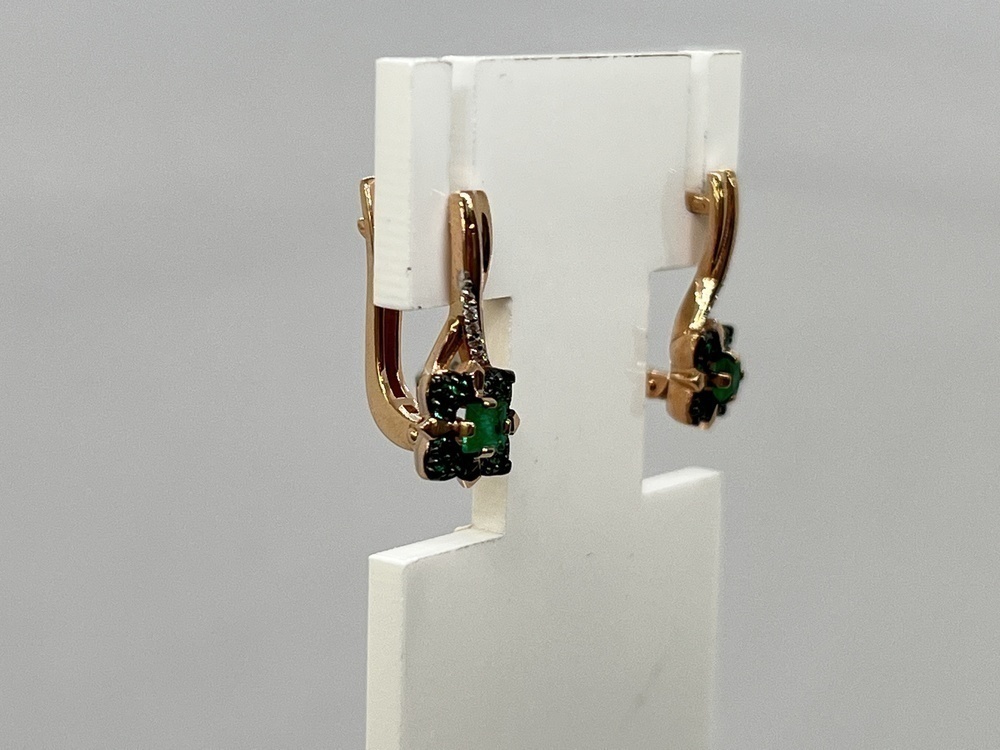 СЕРЬГИ Бриллиант, изумруд (Au 585)