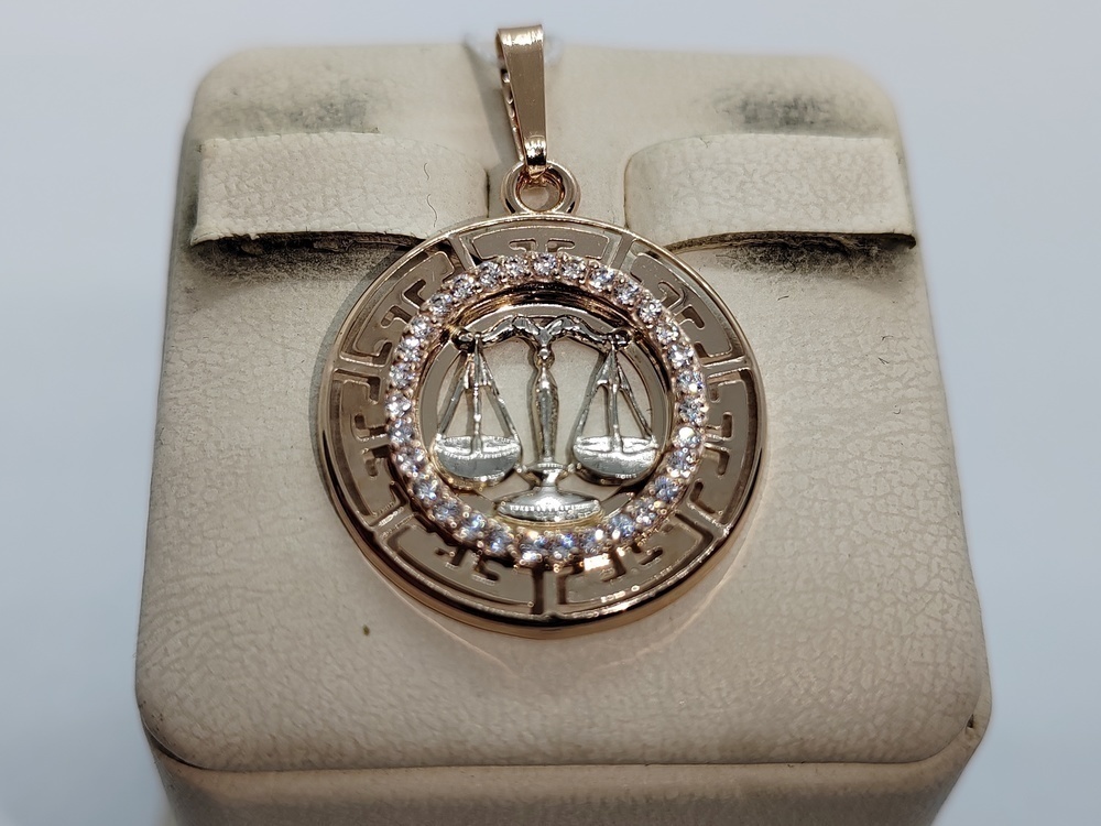 ПОДВЕСКА ЗНАК ЗОДИАКА ВЕСЫ с камнями (Au 585) ПОДВЕСКА ЗНАК ЗОДИАКА ВЕСЫ с камнями (Au 585)