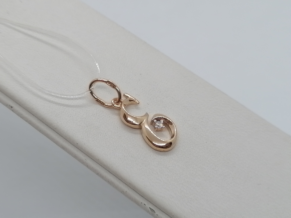 04-63-0282-00 ПОДВЕСКА БУКВА Е с камнем (Au 585)