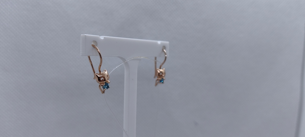 002135-1120 СЕРЬГИ ПЕТЕЛЬКА с камнем (Au 585)