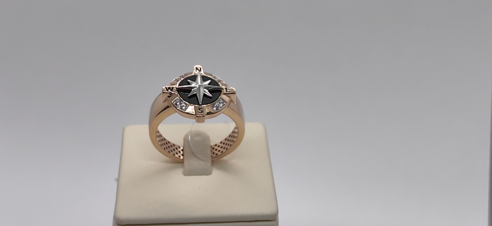 КОЛЬЦО ПЕЧАТКА с камнями (Au 585)