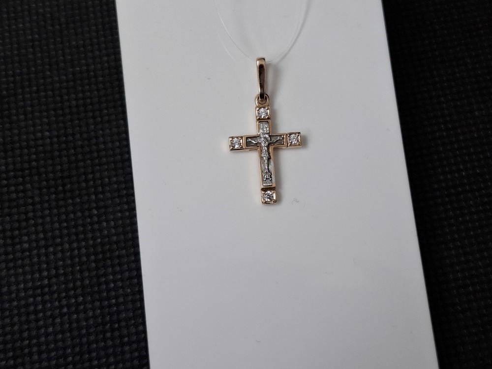 ПОДВЕСКА КРЕСТ с камнями (Au 585)