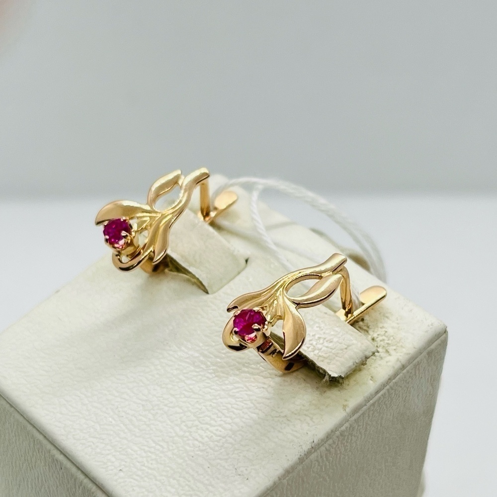 СКМ583 СЕРЬГИ С КАМНЕМ (Au 583)