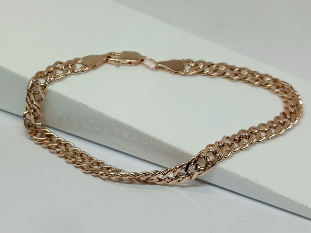 БРАСЛЕТ ПУСТОТЕЛЫЙ Ромб двойной Au 585