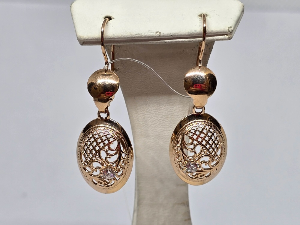 СЕРЬГИ ПЕТЕЛЬКА с камнем (Au 585)