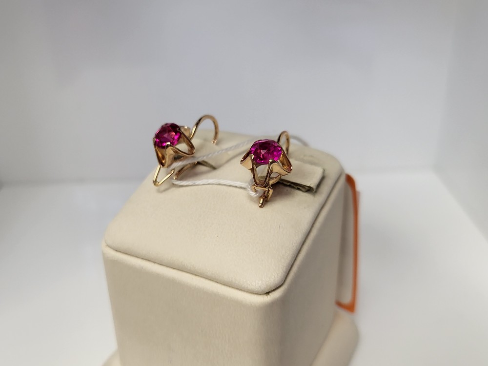 СКМ583 СЕРЬГИ С КАМНЕМ (Au 583)