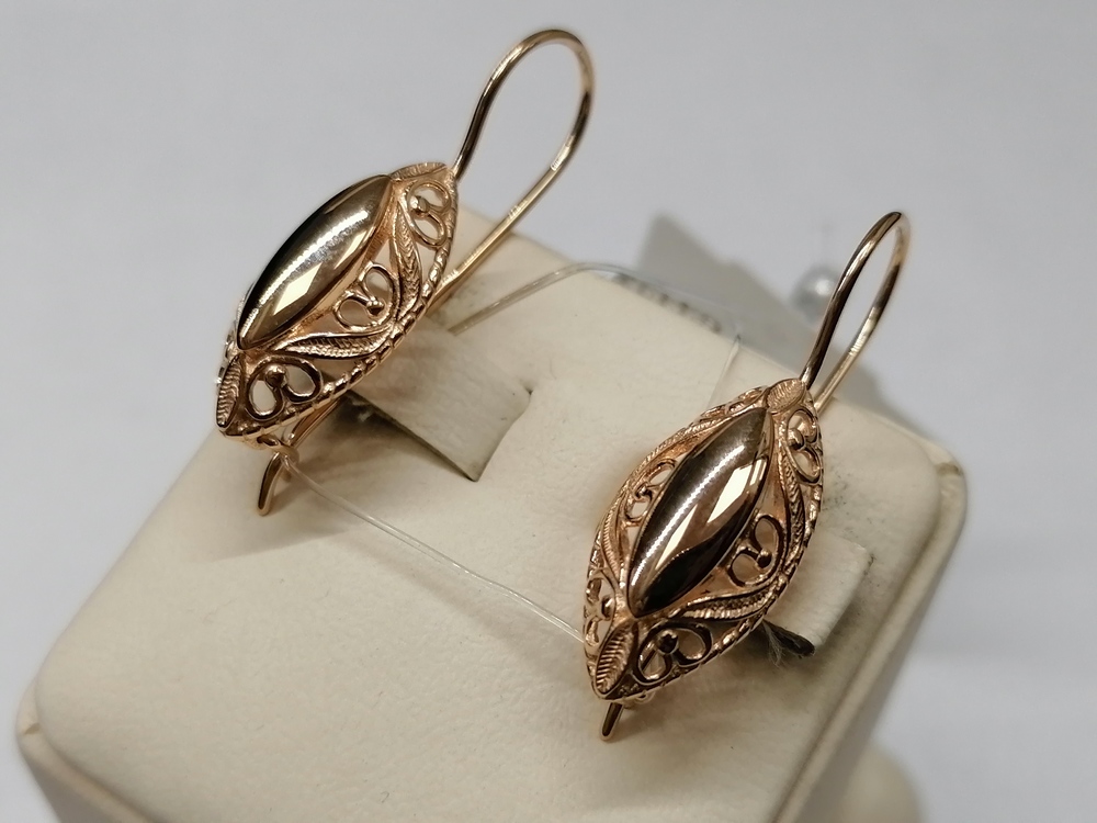 2683 СЕРЬГИ ПЕТЕЛЬКА без камня (Au 585)