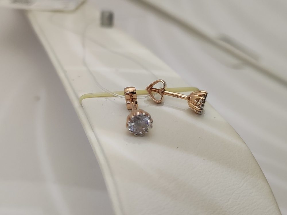 СЕРЬГИ ПУСЕТЫ с камнем (Au 585)