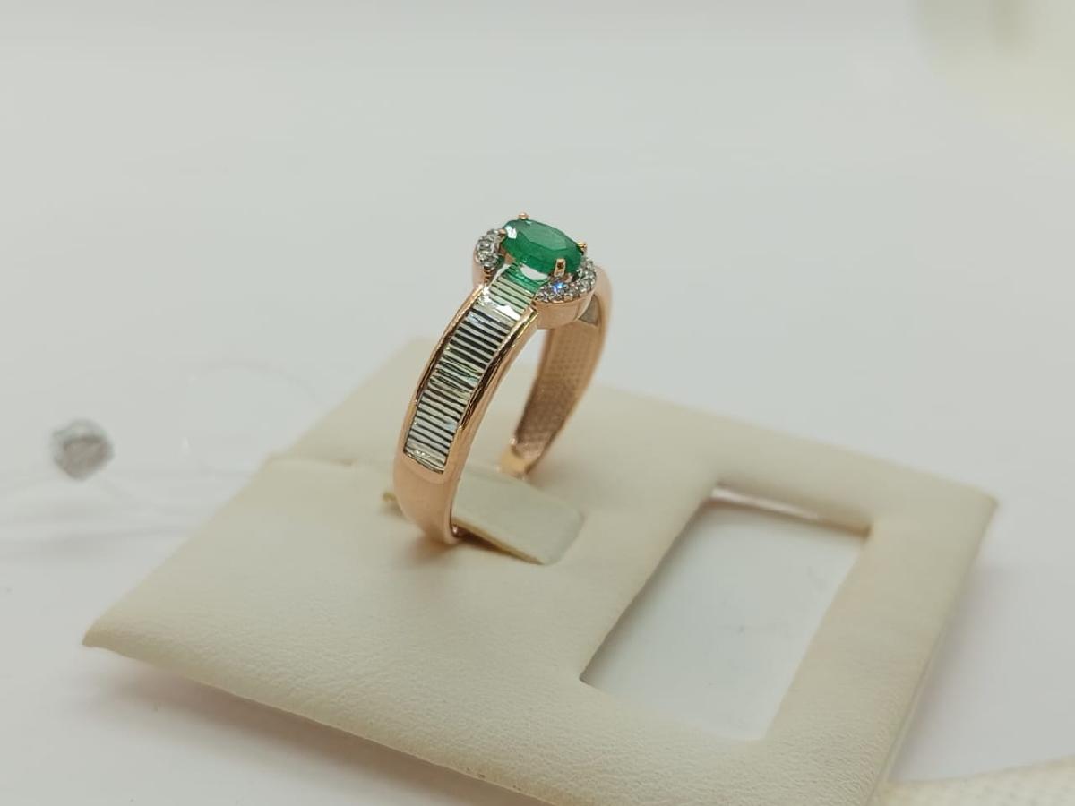 КОЛЬЦО Бриллиант, изумруд (Au 585)