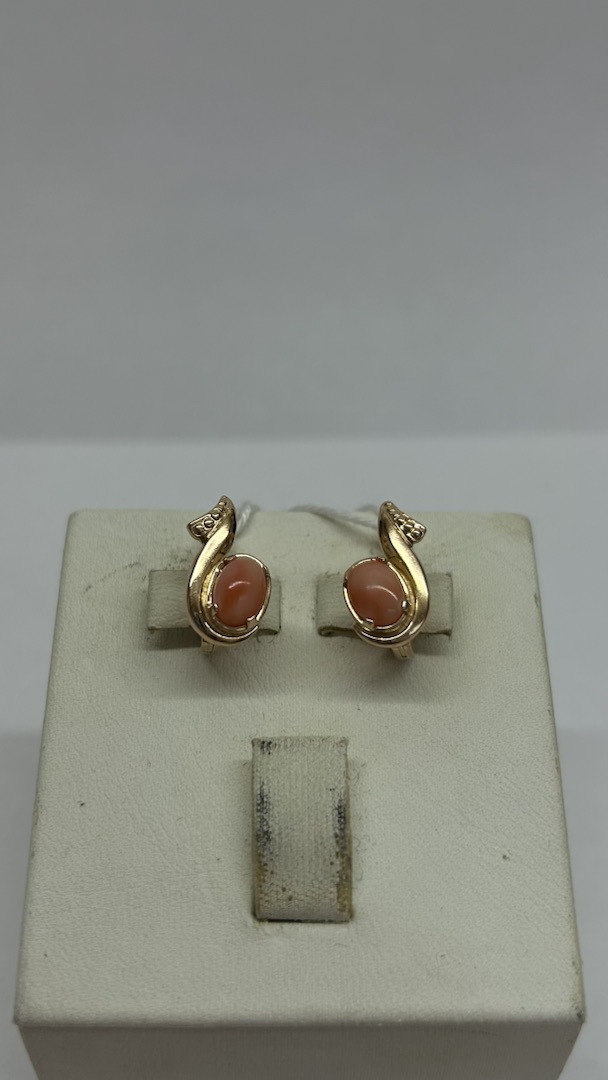 СКМ585 СЕРЬГИ С КАМНЕМ (Au 585)