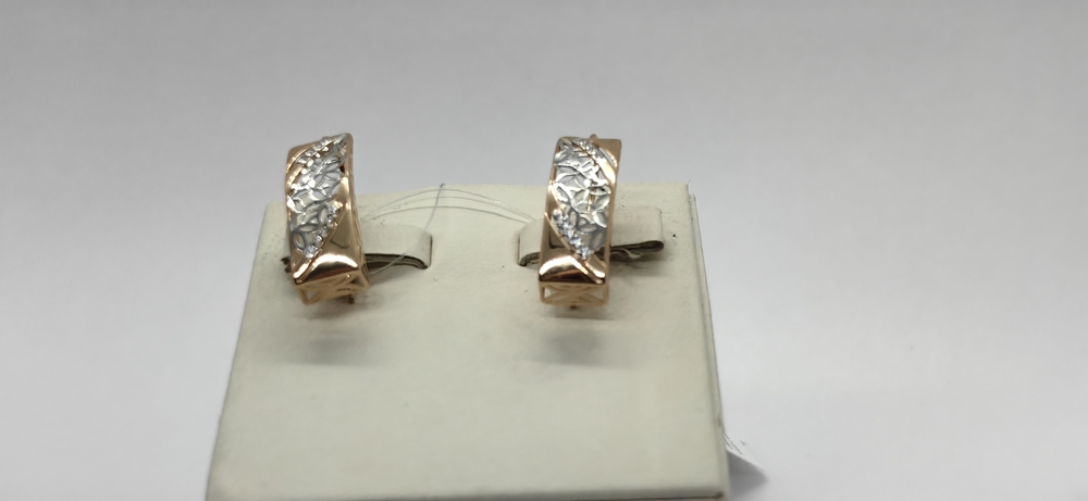 СЕРЬГИ ПЕТЕЛЬКА с камнями (Au 585)