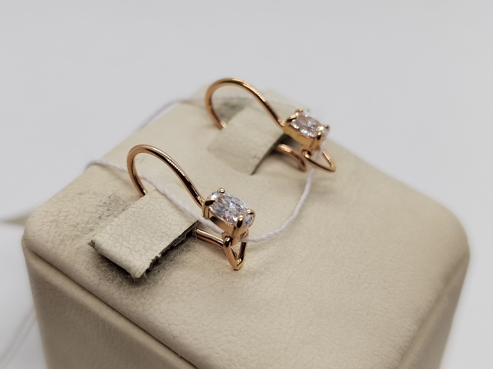 СЕРЬГИ ПЕТЕЛЬКА с камнем (Au 585)