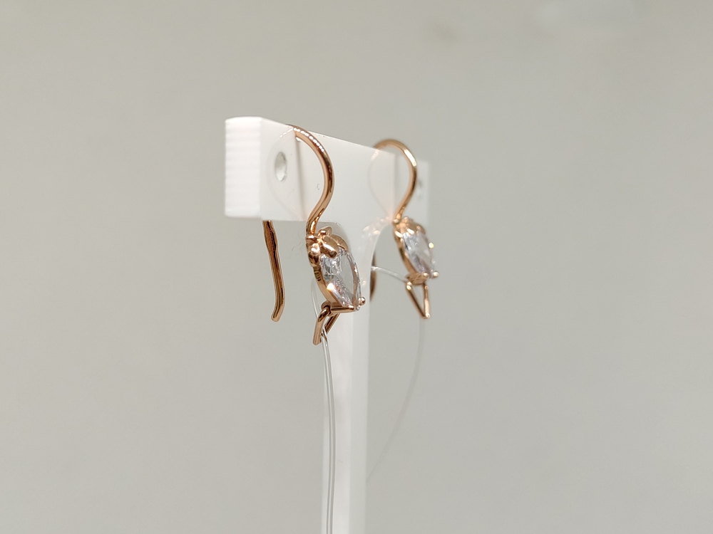 СЕРЬГИ ПЕТЕЛЬКА с камнем (Au 585)